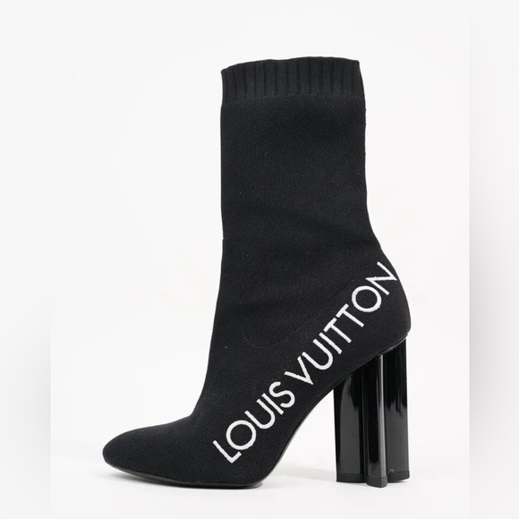 LOUIS VUITTON WOMENS SILHOUETTE ANKLE BOOT BLACK WHITE US 10 1/2 - Picture 3 of 11